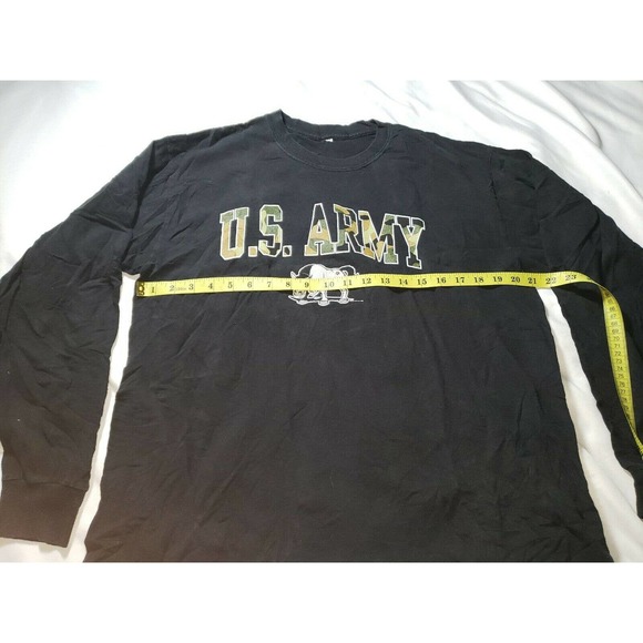 U.S. Army Black with Camo Text Long Sleeve T- Shirt Size Large - Picture 3 of 4